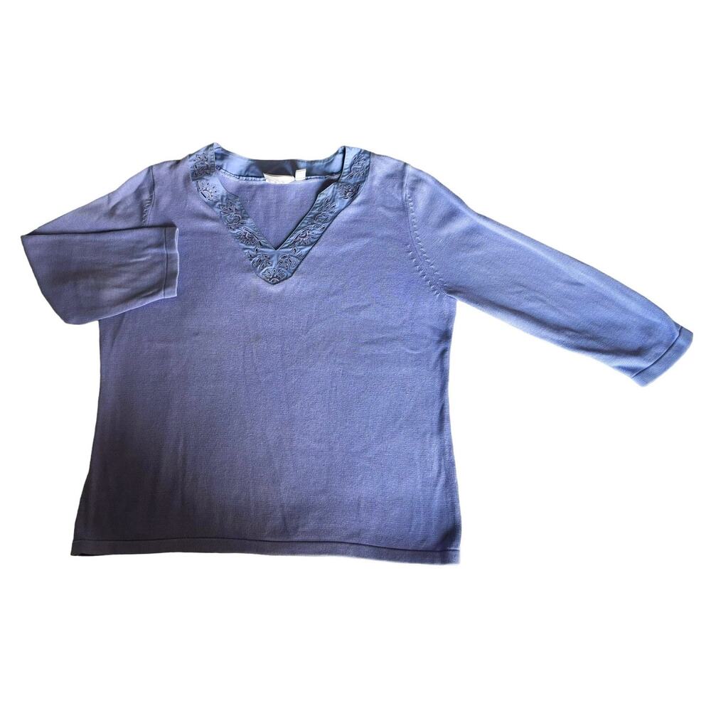 VINTAGE Croft & Barrow Purple V-Neck Sweater Womens Size XL